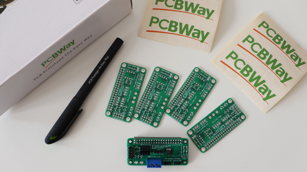 PCBWay prototype for a Raspberry Pi add-on board with Microchip MCP3002 ADC